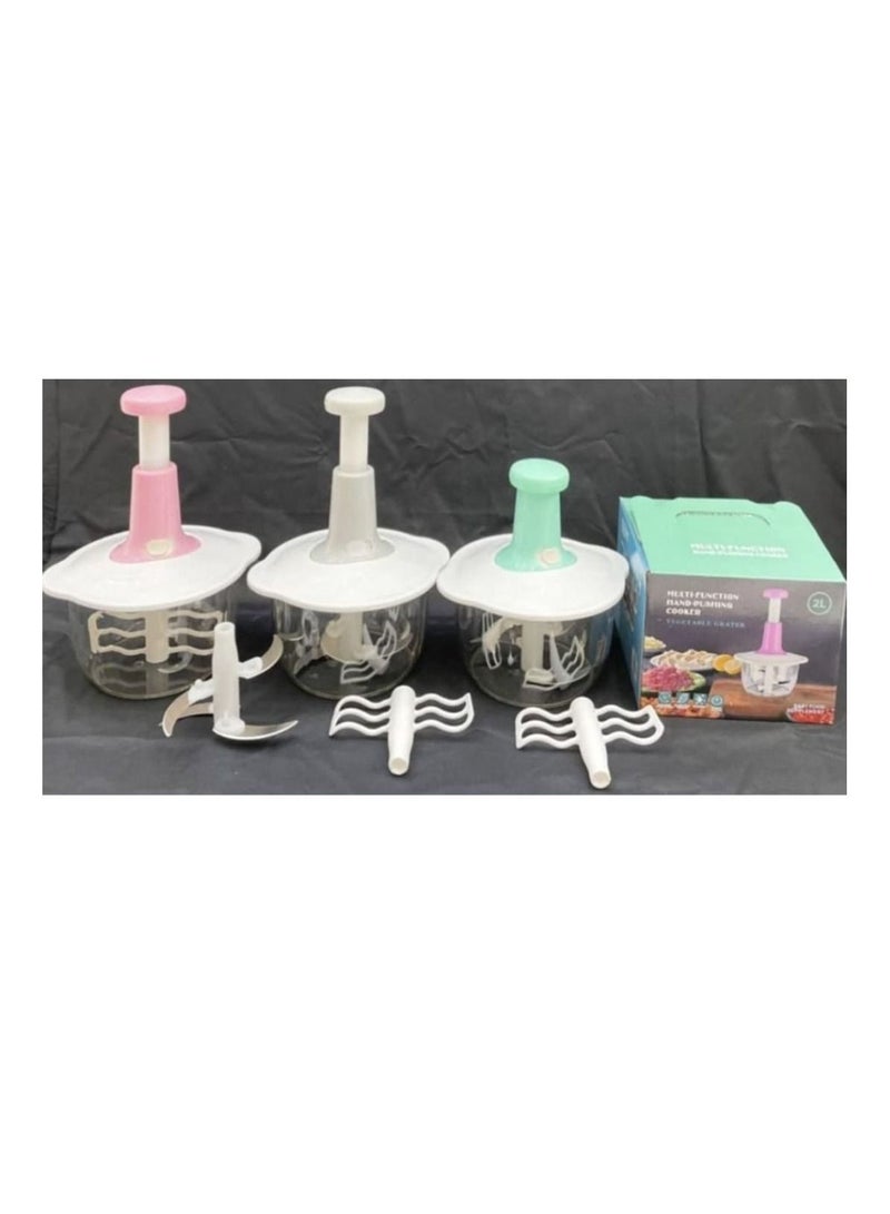 اي ار تي سي قطاعة طعام بضغط يدوي ، محضر طعام يدوي غير كهربائي وقطاعة مبشرة 2 لتر وردي من ARTC - Image 2