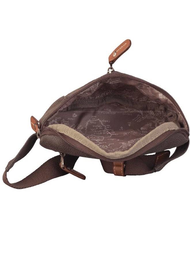 JUMP Uppsala Bum Bag-Chocolate Brown-13 cms Waist Pouch with Adjustable Belt Polysuede Material with Leather Trimmings Fashion Bag for Men and Women - Image 4
