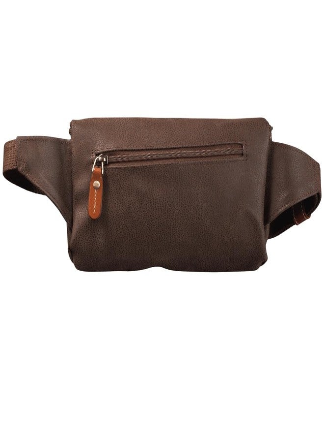 JUMP Uppsala Bum Bag-Chocolate Brown-13 cms Waist Pouch with Adjustable Belt Polysuede Material with Leather Trimmings Fashion Bag for Men and Women - Image 3