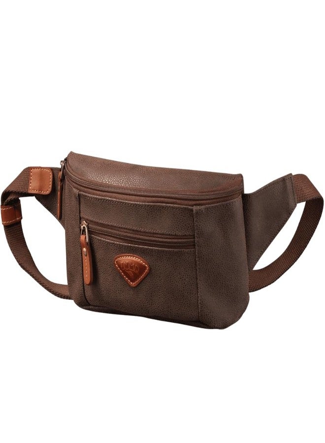 JUMP Uppsala Bum Bag-Chocolate Brown-13 cms Waist Pouch with Adjustable Belt Polysuede Material with Leather Trimmings Fashion Bag for Men and Women - Image 1