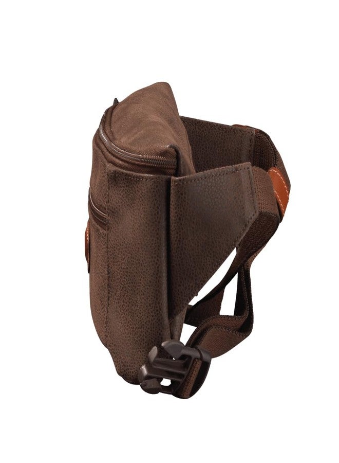 JUMP Uppsala Bum Bag-Chocolate Brown-13 cms Waist Pouch with Adjustable Belt Polysuede Material with Leather Trimmings Fashion Bag for Men and Women - Image 2