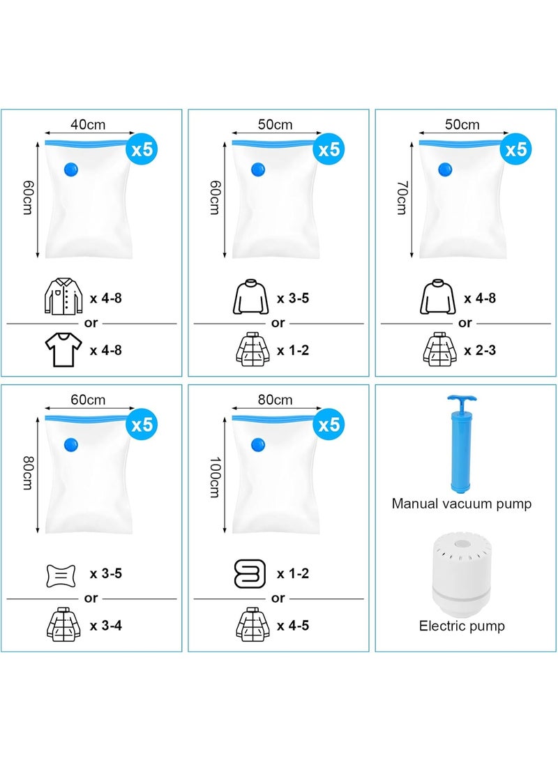 Stanew Vacuum Storage Bag 25 Pcs Large Deluxe Zipper, Reusable Compression Bags Space Saver with Electric Pump and Hand Pump, Vacuum Bag Use for Duvets, Pillows, Blankets, Curtains, Travel, Clothes - Image 4