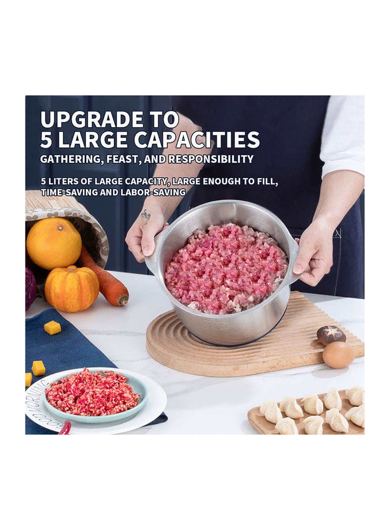 500W Electric Meat Grinder 5L Food Chopper Multifunctional Stainless Steel Mincer Grinder Food Processor for Vegetable Onion Garlic Meat Nuts  - Image 4