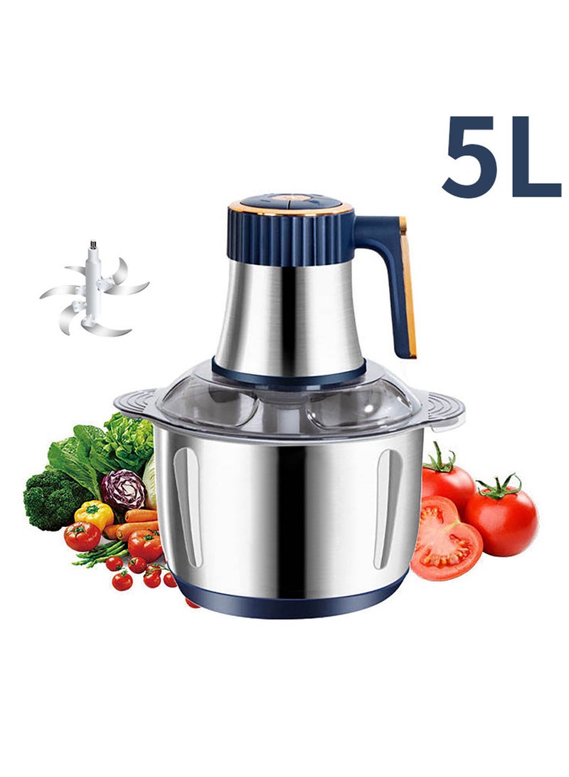 500W Electric Meat Grinder 5L Food Chopper Multifunctional Stainless Steel Mincer Grinder Food Processor for Vegetable Onion Garlic Meat Nuts  - Image 1