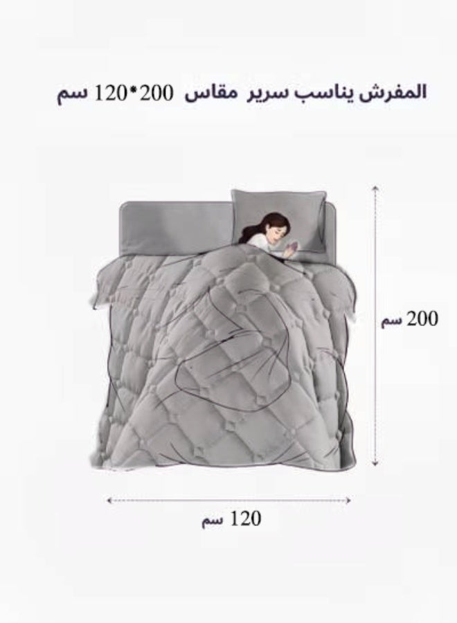 مون مفرش سرير نفر ونص سادة مبطن مضغوط بتصميم مربعات أنيق – 4 قطع – لحاف 170×220 سم – شرشف مغاط عميق 120×200+35 سم مع غطاء وسادة وغطاء مخدة ديكور - Image 5