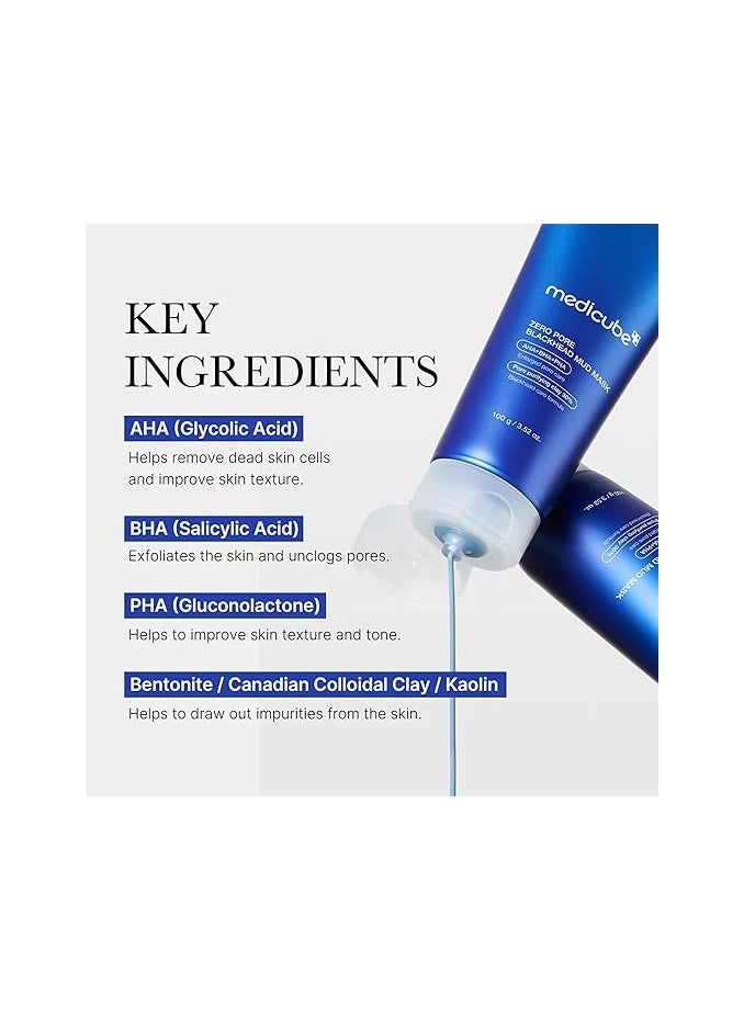 Medicube Medicube Zero Pore Blackhead Mud Facial Mask - Skin Cooling & Pore Tightening - 3 Minute Quick Dry Formula with AHA, BHA, PHA, and Pore-Purifying Clay - Korean Face Mask 3.52 oz  - Image 2