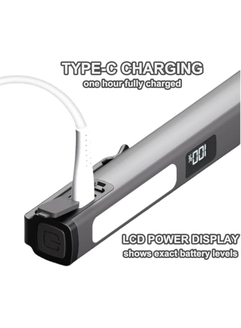 Luckam Rechargeable Pen Flashlight with COB Work Light ? Compact LED Pocket for Home, Car, and Emergencies, USB-C Charging, 6 Stage Lighting Modes, LCD Display, Portable Mini Electric Torch (Grey) - Image 3