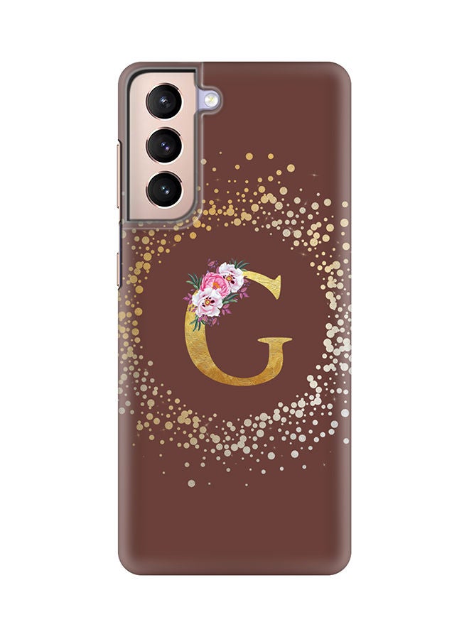 Stylizedd Monogram Slim Cover for Samsung Galaxy S21 Plus 5G Case Custom Initials Letter Floral Pattern Snap Series Mobile Cover Matte Alphabet  - G (Brown) - Image 1
