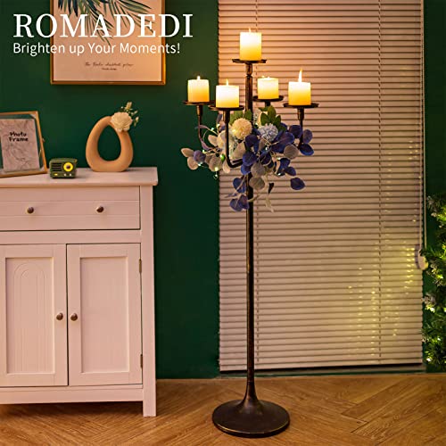 Romadedi Candelabra Tall Candle Holder - 47 inch Floor Candle Holders for Pillar Candles, Candlestick Holders Centerpiece for Home Living Room Decor, French Country, Vintage, Rustic, 2 pcs - Image 3