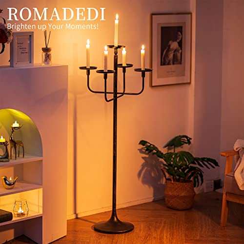 Romadedi Candelabra Tall Candle Holder - 47 inch Floor Candle Holders for Pillar Candles, Candlestick Holders Centerpiece for Home Living Room Decor, French Country, Vintage, Rustic, 2 pcs - Image 2