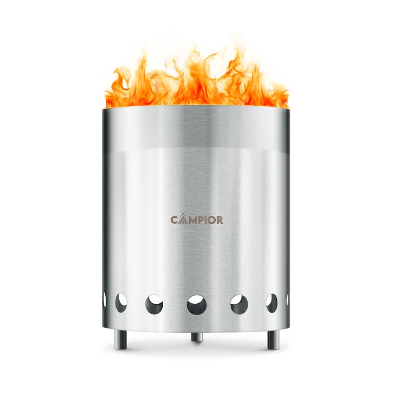 Campior Wood Burning Fire Pit Stove - Smokeless Outdoor Stove for Efficient Wood Fires, Camping, Cooking, and Garden Gatherings, Durable, Stainless Steel with Removable Ash Pan, Stand and Carry Bag - Image 1