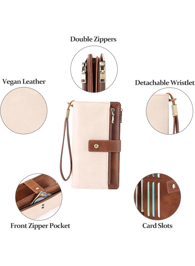 Women's Wallet with RFID Blocking PU Leather Large Capacity Card Holder with Wrist Strap, Money Storage with Zipper for Travel, Work, Gym, Beach, Commuting, Dating, Students, Everyday Organization - Image 3