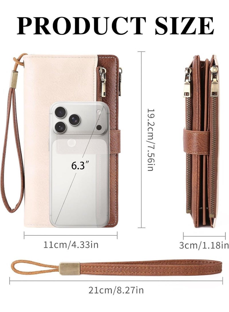 Women's Wallet with RFID Blocking PU Leather Large Capacity Card Holder with Wrist Strap, Money Storage with Zipper for Travel, Work, Gym, Beach, Commuting, Dating, Students, Everyday Organization - Image 2