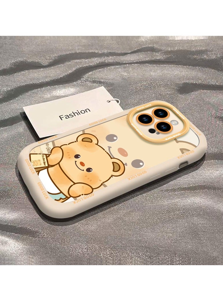 NIBEMINENT Cute Cheeky Bear Protective TPU Case Cover For iPhone 16 Plus, Antique White