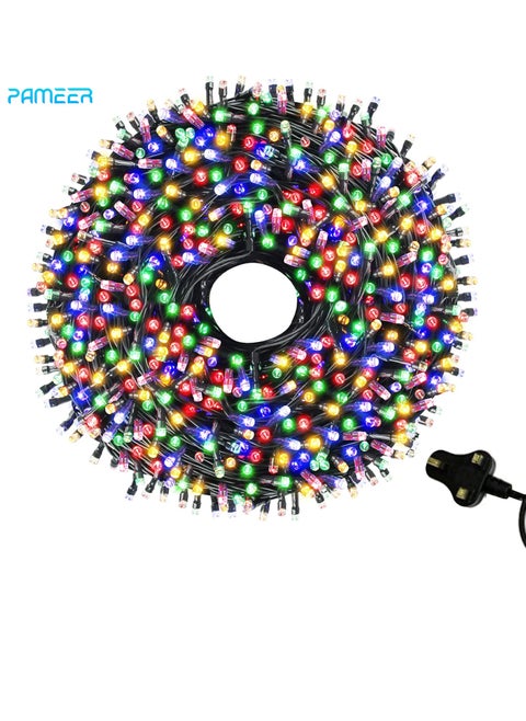 Multicolor LED String Lights Black Wire Plug-in 15mtr 200 LEDs String Home Decorative LED Strip for Christmas EID Ramadan Diwali and Wedding Parties Decoration Box Button Control 8 Modes