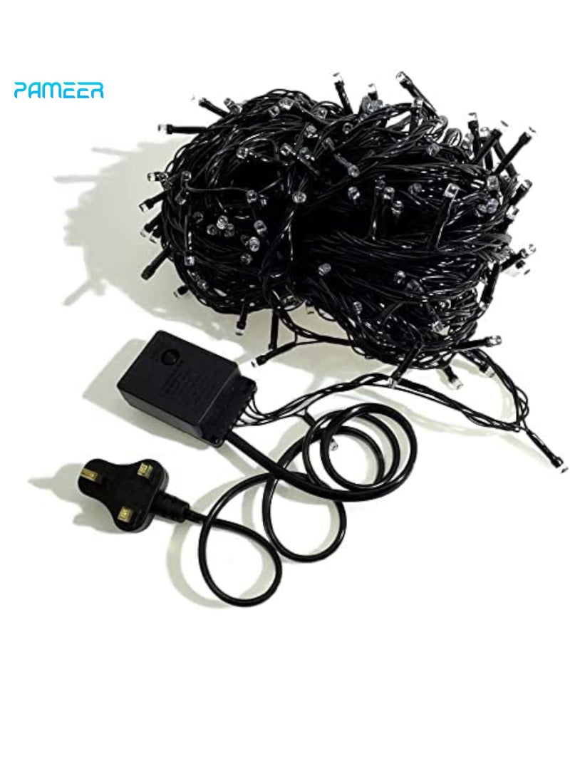 PAMEER - Multicolor LED String Lights Black Wire Plug-in 15mtr 200 LEDs String Home Decorative LED Strip for Christmas EID Ramadan Diwali and Wedding Parties Decoration Box Button Control 8 Modes - Image 1