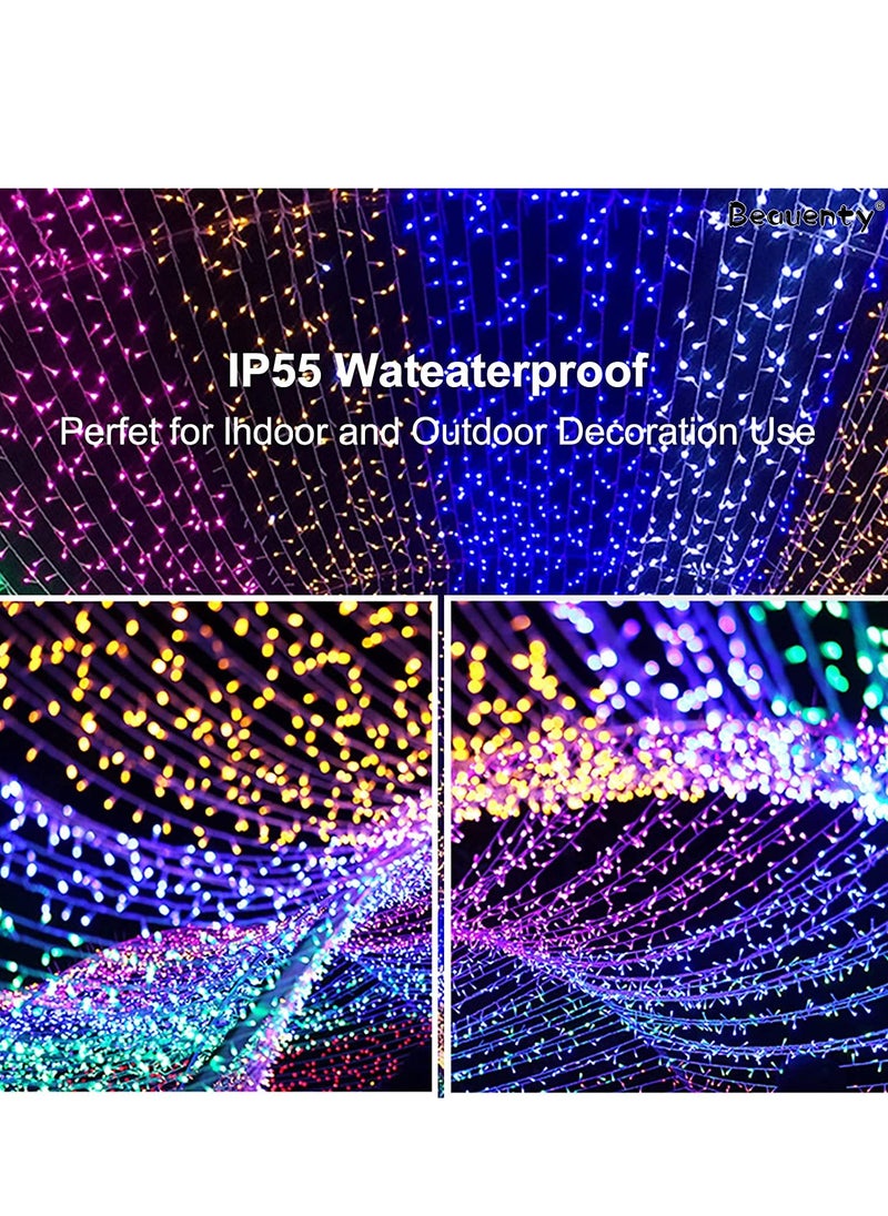 PAMEER - Multicolor LED String Lights Black Wire Plug-in 15mtr 200 LEDs String Home Decorative LED Strip for Christmas EID Ramadan Diwali and Wedding Parties Decoration Box Button Control 8 Modes - Image 1