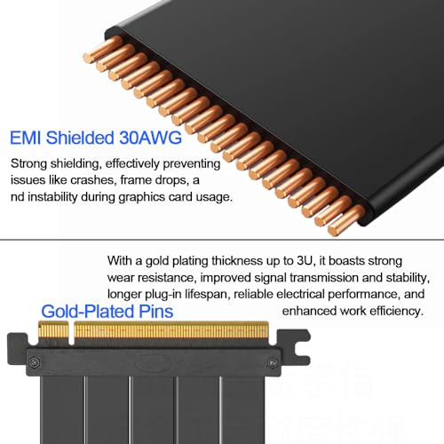 OwlTree PCIE 4.0 Riser Cable 90 Degree, PCIe 4.0 x16 High Speed Flexible Extender Card, EMI Shielded 30AWG, TPE Cable Sleeves, Pcie 4.0 Riser Compatible with 4090 4080 4070 3090 and Pcie 3.0 System 20cm - Image 3