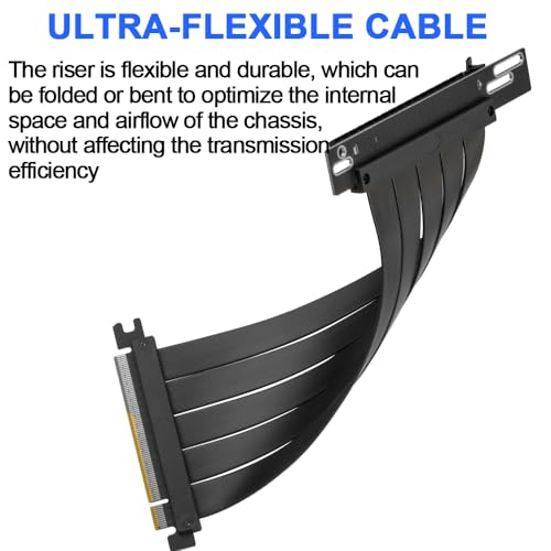 OwlTree PCIE 4.0 Riser Cable 90 Degree, PCIe 4.0 x16 High Speed Flexible Extender Card, EMI Shielded 30AWG, TPE Cable Sleeves, Pcie 4.0 Riser Compatible with 4090 4080 4070 3090 and Pcie 3.0 System 20cm - Image 5
