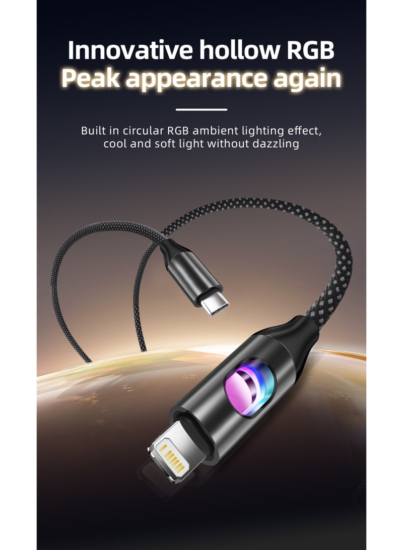 هامزون كابل شحن سريع من USB إلى Lightning بقوة 60 وات بطول 1 متر، سلك شاحن مضفر من النايلون لأجهزة iPhone وiPad وAirPods، يدعم مزامنة البيانات والشحن عالي السرعة - Image 3