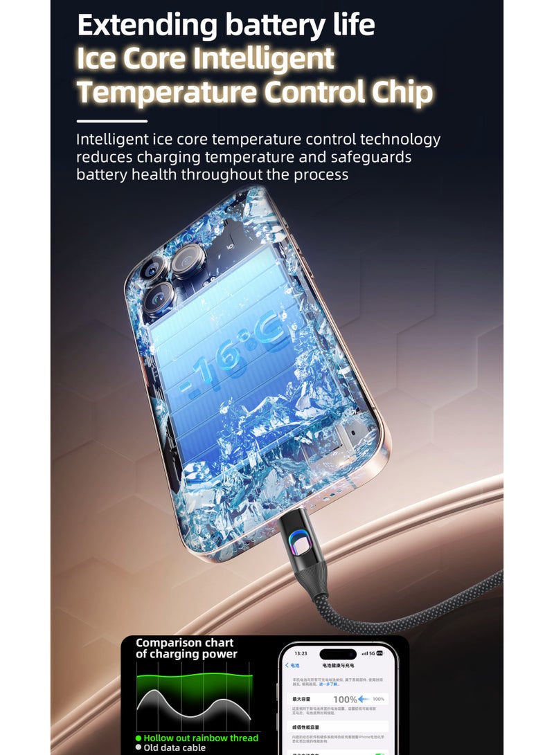 هامزون كابل شحن سريع من USB إلى Lightning بقوة 60 وات بطول 1 متر، سلك شاحن مضفر من النايلون لأجهزة iPhone وiPad وAirPods، يدعم مزامنة البيانات والشحن عالي السرعة - Image 5