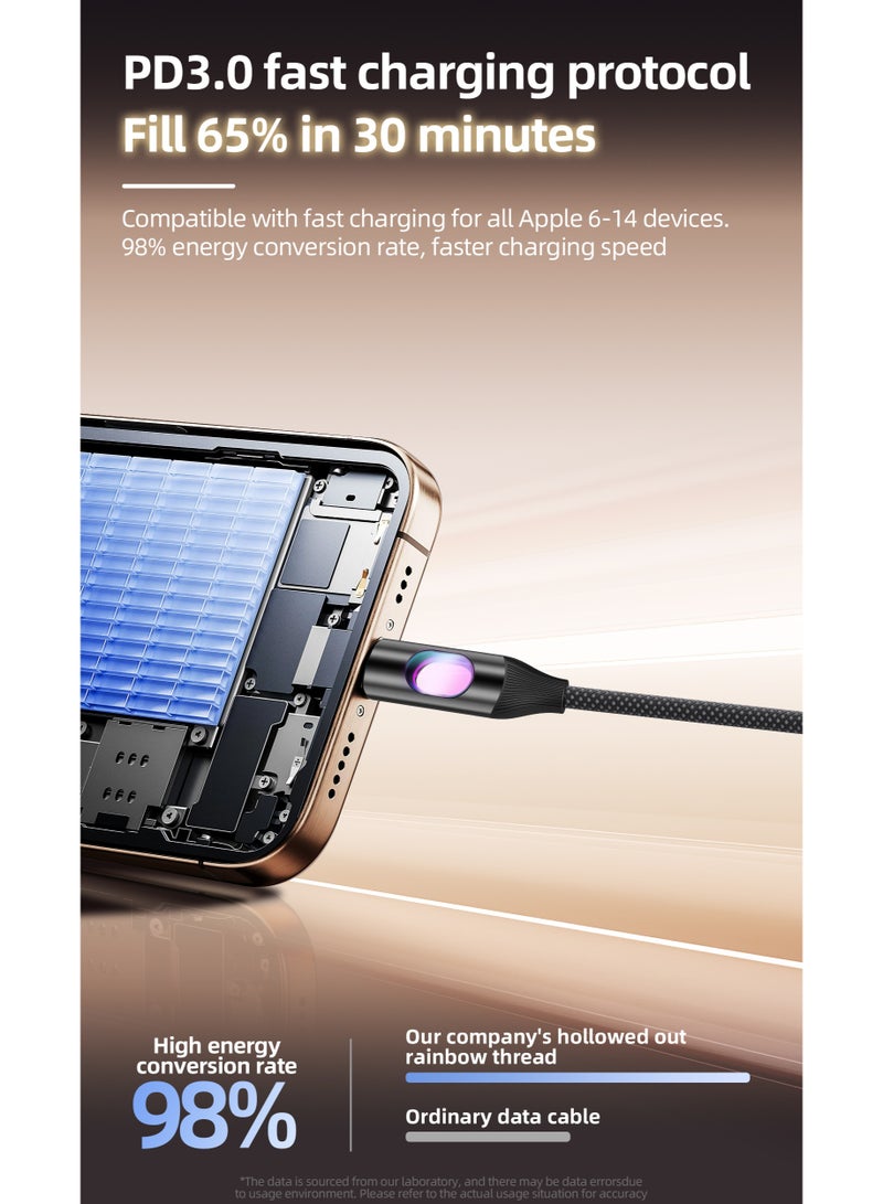 هامزون كابل شحن سريع من USB إلى Lightning بقوة 60 وات بطول 1 متر، سلك شاحن مضفر من النايلون لأجهزة iPhone وiPad وAirPods، يدعم مزامنة البيانات والشحن عالي السرعة - Image 4