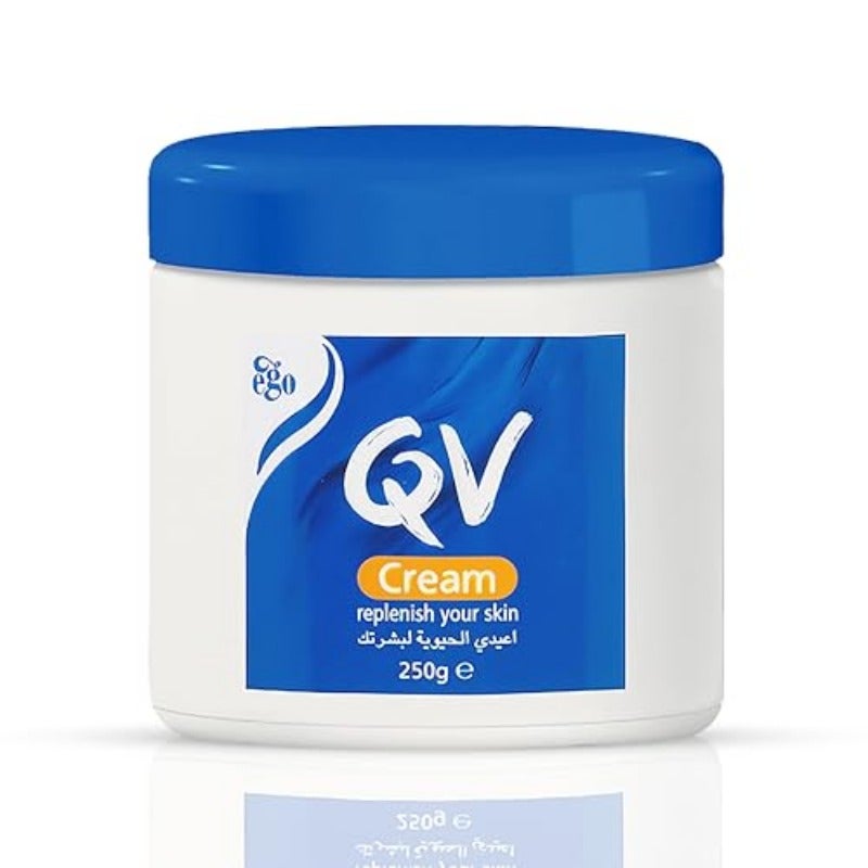 كريم QV مع الجليسرين - عبوة 250 جرام ترطيب لمدة 24 ساعة مثالي للبشرة الجافة مثل الإكزيما والصدفية والتهاب الجلد - Image 1