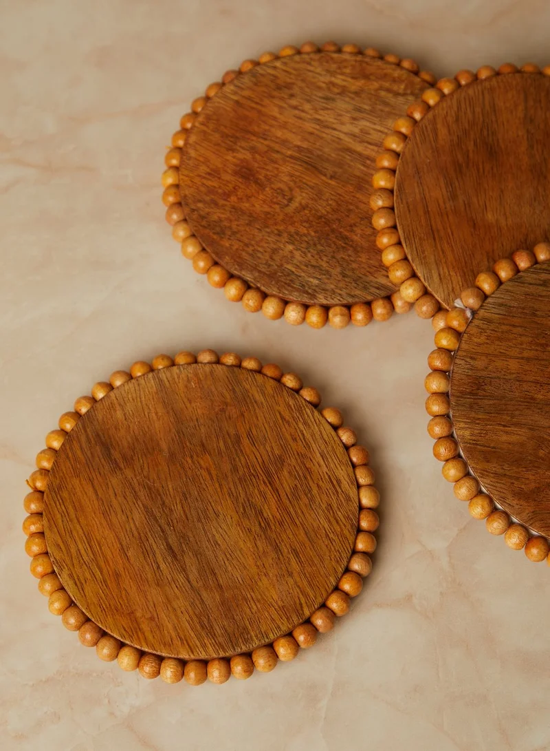 AURORA Set Of 4 Round Natural Log Bark Coasters
