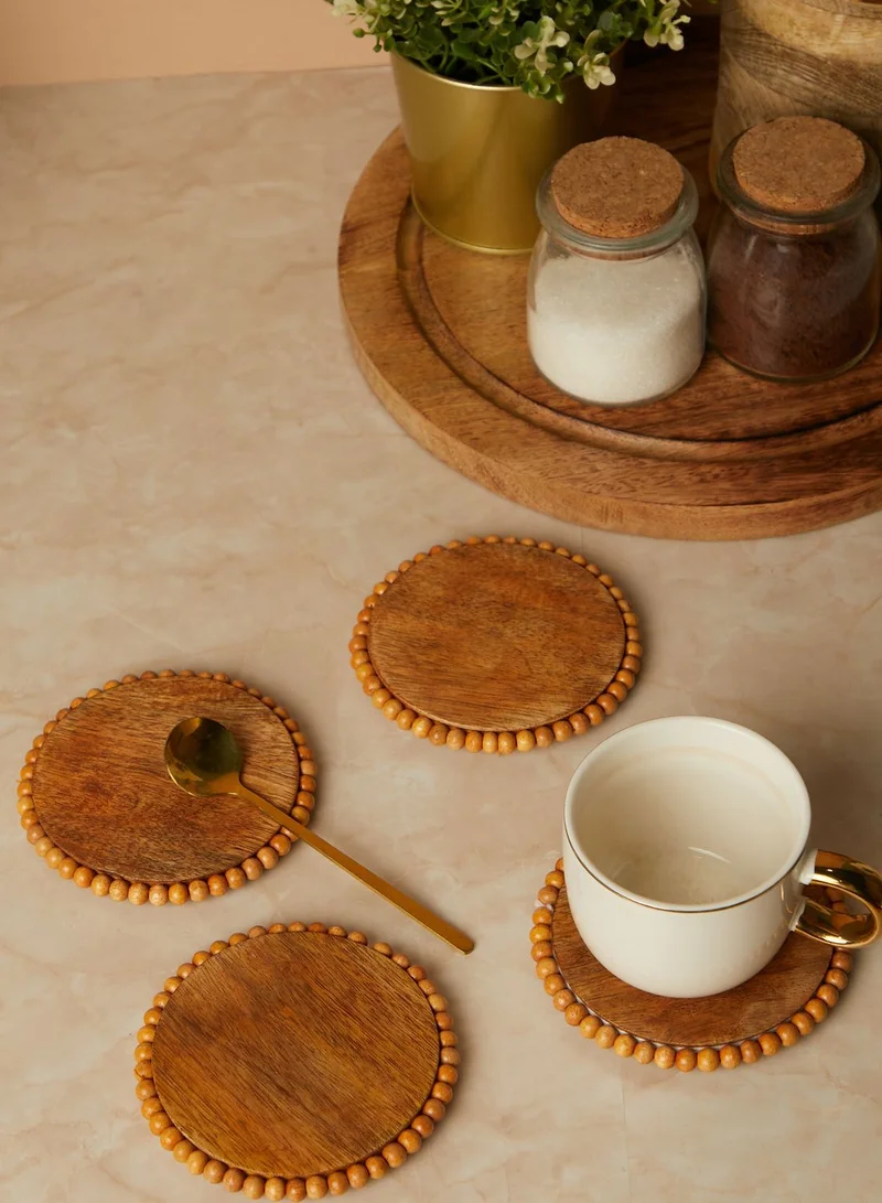 AURORA Set Of 4 Round Natural Log Bark Coasters