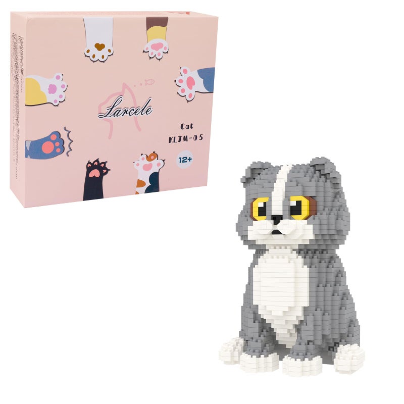 Larcele Cat Micro Building Blocks Animal Set DIY Mini 3D Building Toy Bricks Kit985 Pieces KLJM05 Scottish Fold - Image 2