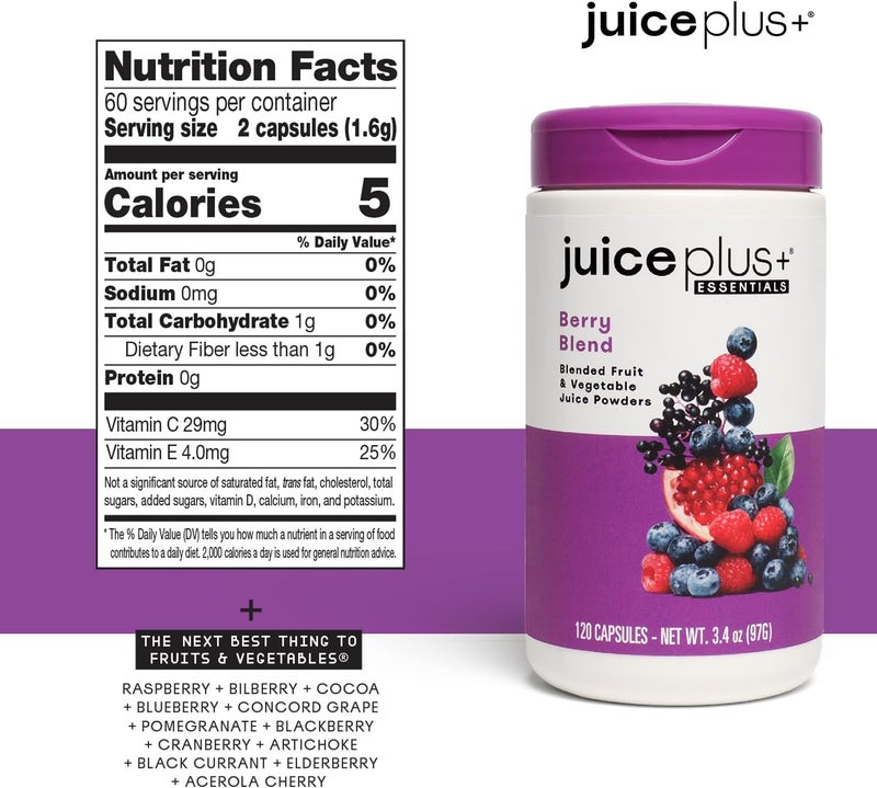 Juice Plus Fruit Vegetable  Berry Blend  Fruit and Vegetable Supplement for Immune Support Cognitive Health  Radiant Skin  3 Bottles 120 Capsules Each - Image 4