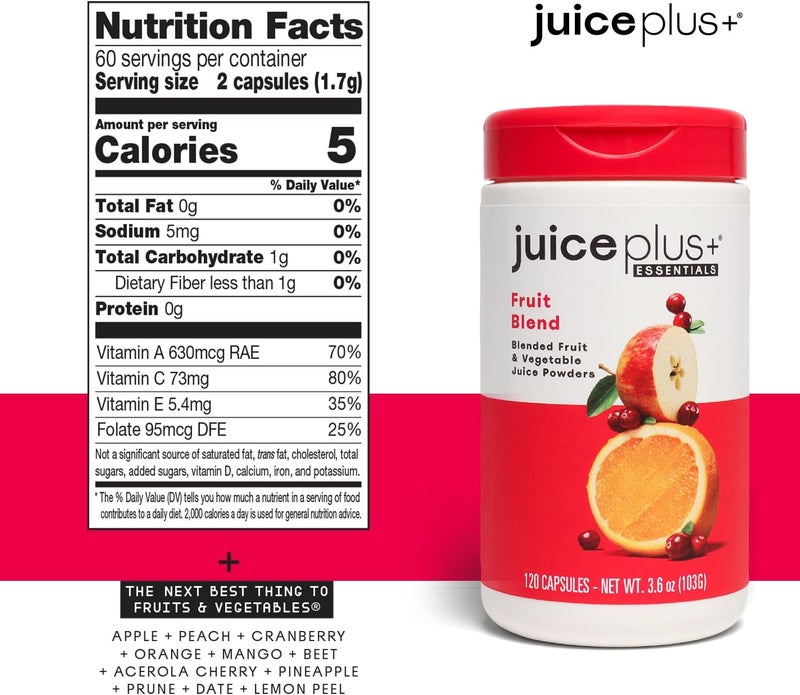 Juice Plus Fruit Vegetable  Berry Blend  Fruit and Vegetable Supplement for Immune Support Cognitive Health  Radiant Skin  3 Bottles 120 Capsules Each - Image 2