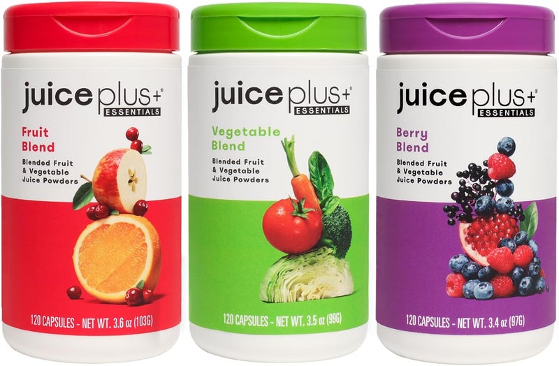 Juice Plus Fruit Vegetable  Berry Blend  Fruit and Vegetable Supplement for Immune Support Cognitive Health  Radiant Skin  3 Bottles 120 Capsules Each - Image 1