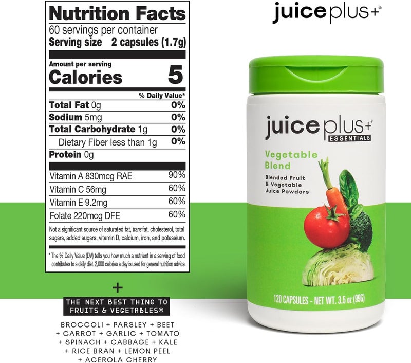 Juice Plus Fruit Vegetable  Berry Blend  Fruit and Vegetable Supplement for Immune Support Cognitive Health  Radiant Skin  3 Bottles 120 Capsules Each - Image 3