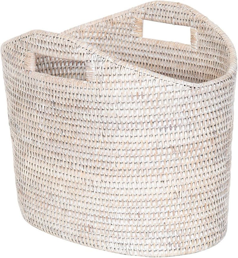Kouboo KOUBOO La Jolla Oval Magazine Rack WhiteWash  - Image 1