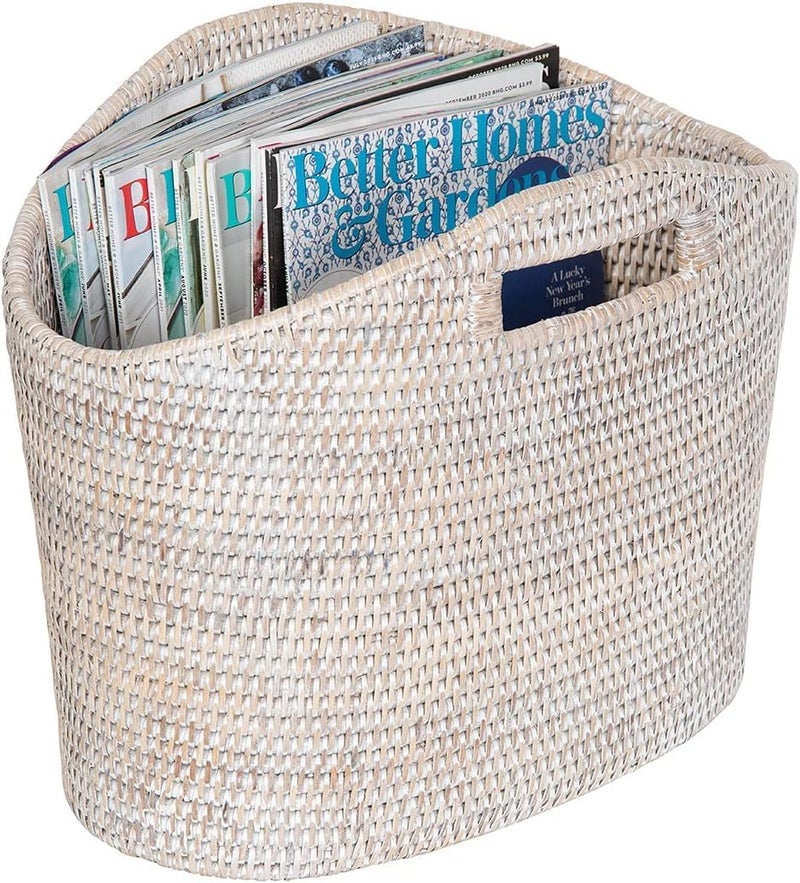 Kouboo KOUBOO La Jolla Oval Magazine Rack WhiteWash  - Image 3