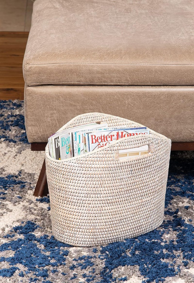 Kouboo KOUBOO La Jolla Oval Magazine Rack WhiteWash  - Image 2