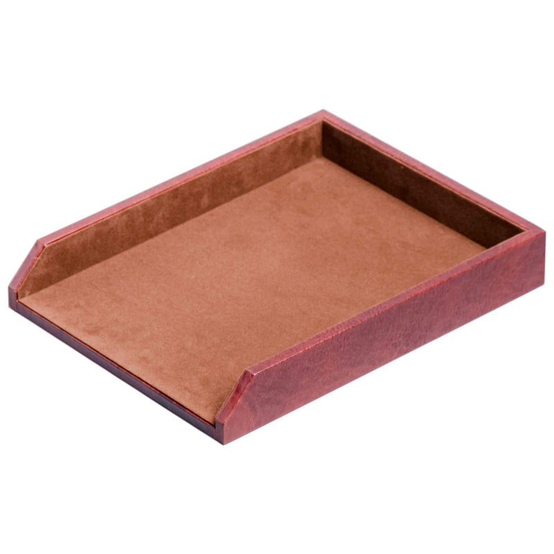 Dacasso Mocha Leather Letter Tray - Image 3