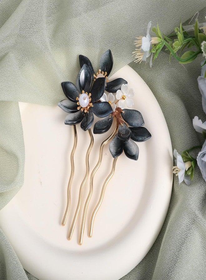 Ymapinc شوكة شعر ماغنوليا من Ymapinc للنساء، طولها 4.5 بوصة، دبابيس شعر صينية عتيقة مزينة بالزهور، دبوس شعر مزين باللؤلؤ، دبوس شعر على شكل زهرة - Image 4