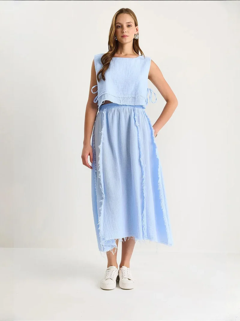 بيانكو لوتشي طقم تونيك قطني منقوش وبنطلون واسع الساق من لوكسي