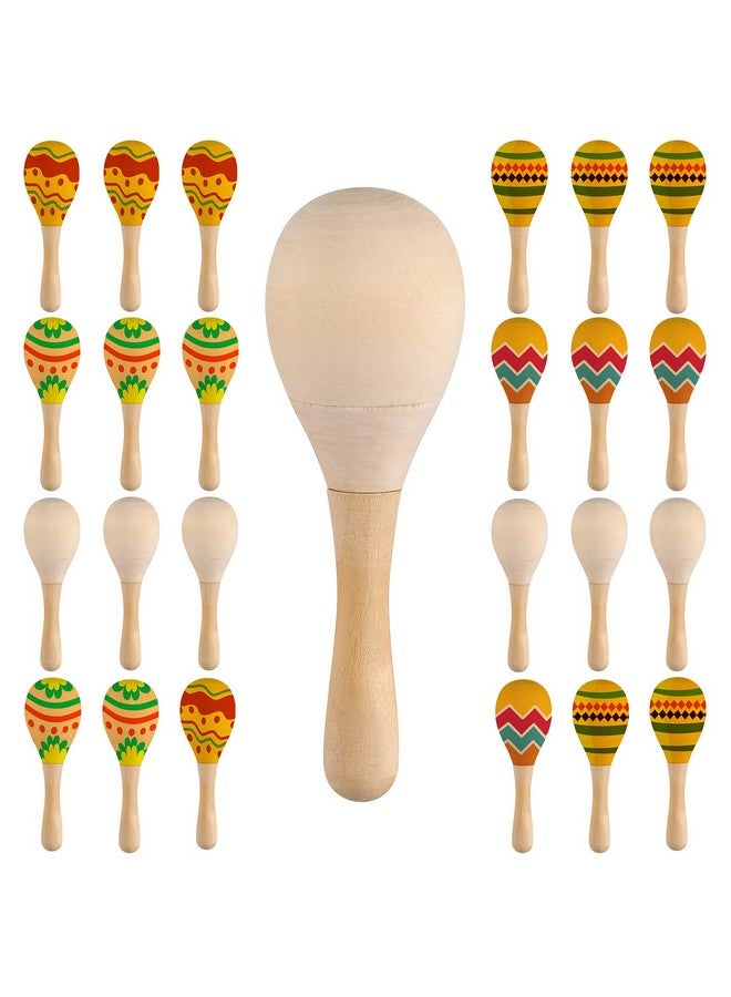Charniol 24 Pack Diy Wood Kids Maracas Unfinished Hand Painted Maracas Party Favors Mini Wooden Fiesta Maracas For Painting Craft Mexican Fiesta Birthday Baby Shower Luau Party Decor Instruments - Image 1