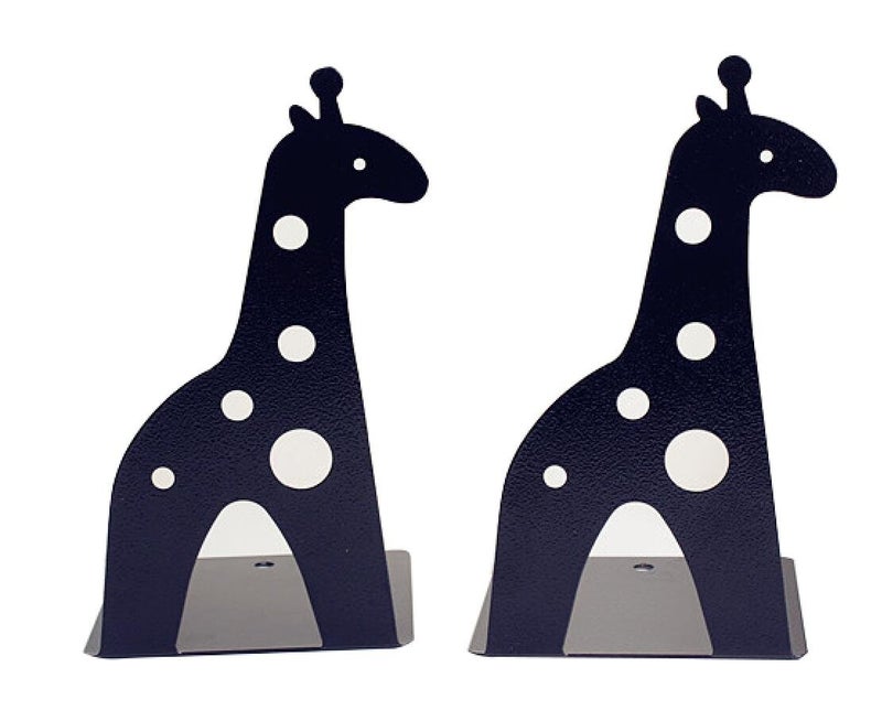 Winterworm Cute Cartoon Giraffe Shape Nonskid Metal Bookends for Kids Gift Decoration(Black) - Image 1