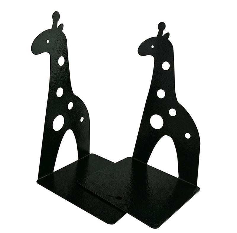 Winterworm Cute Cartoon Giraffe Shape Nonskid Metal Bookends for Kids Gift Decoration(Black) - Image 4