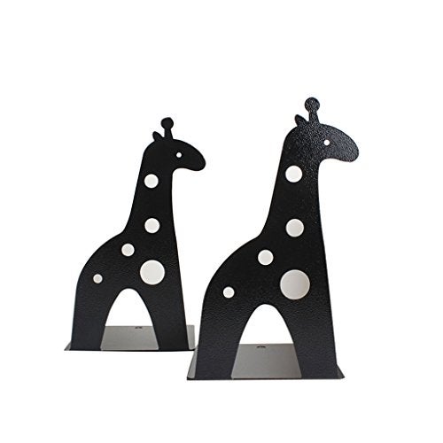 Winterworm Cute Cartoon Giraffe Shape Nonskid Metal Bookends for Kids Gift Decoration(Black) - Image 2