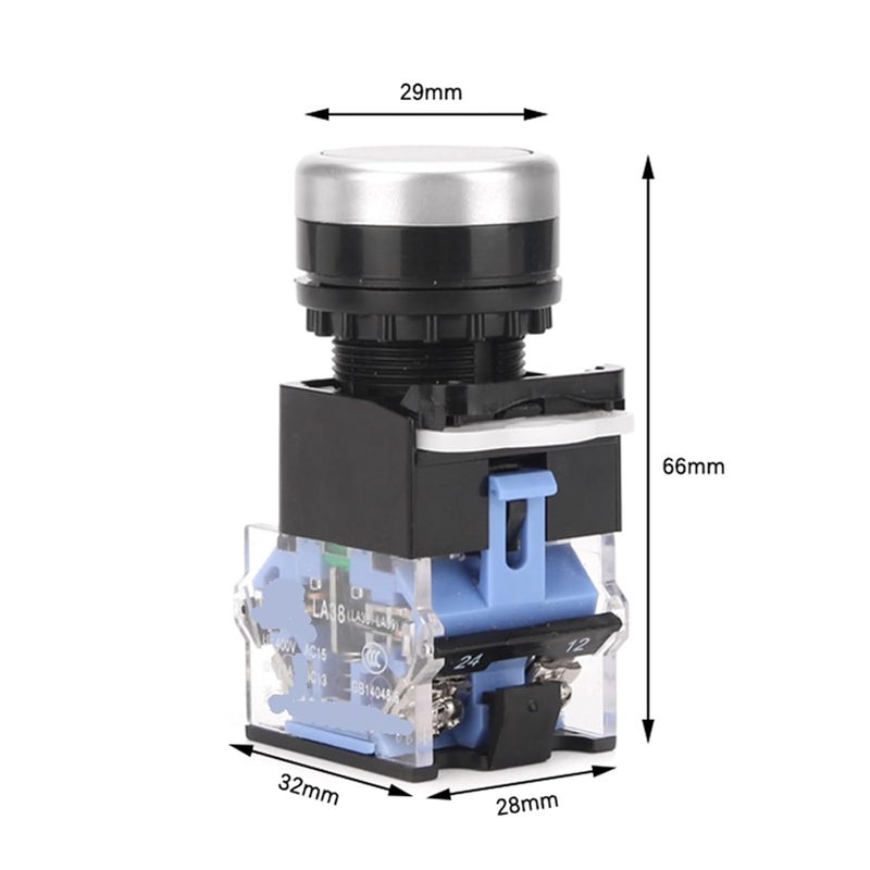 LA38 11BN مفتاح ضغط 22 مم، قاعدتان غير متصلتين بشكل طبيعي، إعادة ضبط لحظي وقفل، 4 براغي، فتحة لوحة مستديرة - Image 5