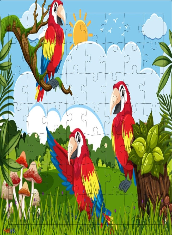 Fiddlys 54 Pcs Wood Jigsaw Puzzles for Kids & Children Age 6+ Double Layered Wooden Puzzles with Bright Front & Back Print (Birds Pack of 3) - Image 4