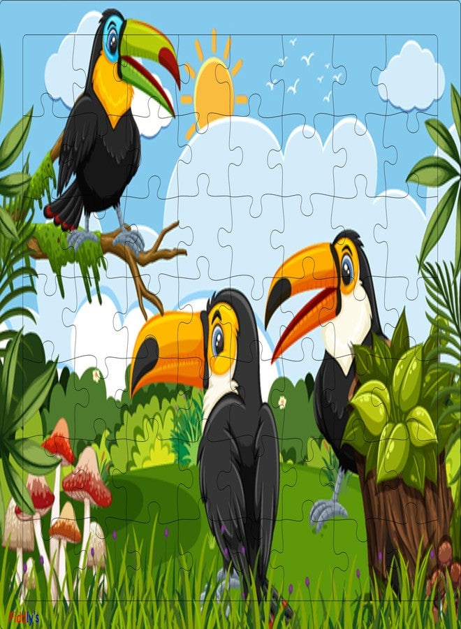 Fiddlys 54 Pcs Wood Jigsaw Puzzles for Kids & Children Age 6+ Double Layered Wooden Puzzles with Bright Front & Back Print (Birds Pack of 3) - Image 3
