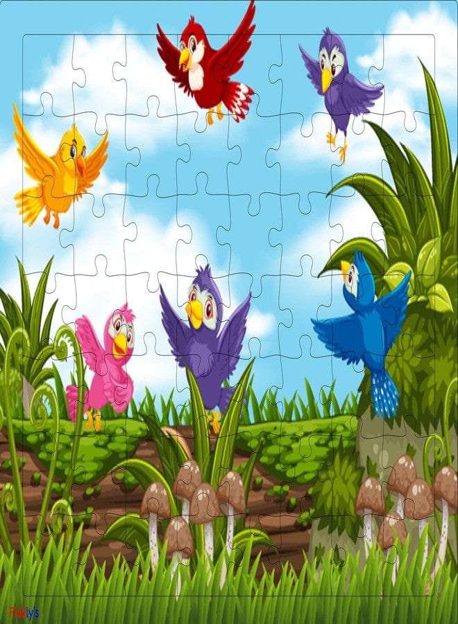 Fiddlys 54 Pcs Wood Jigsaw Puzzles for Kids & Children Age 6+ Double Layered Wooden Puzzles with Bright Front & Back Print (Birds Pack of 3) - Image 2
