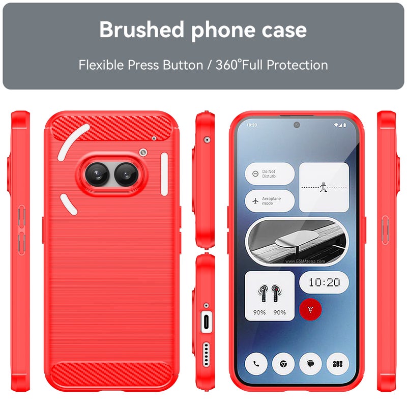 HuHa Protective Cover For Nothing Phone 2a Carbon Fiber Brushed Texture TPU Phone Case(Red) - Image 2