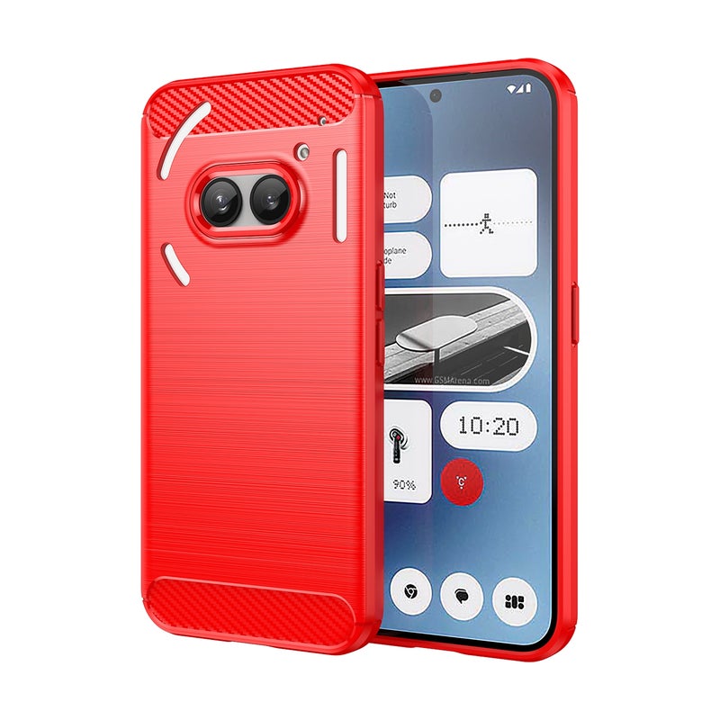 HuHa Protective Cover For Nothing Phone 2a Carbon Fiber Brushed Texture TPU Phone Case(Red) - Image 1